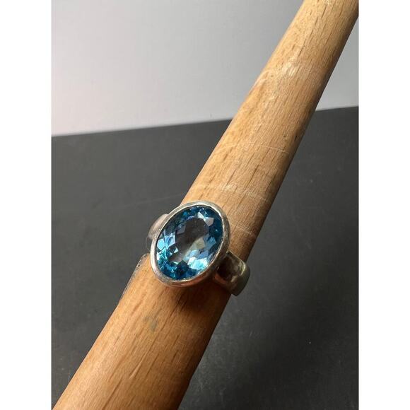 NEW Swiss blue topaz sterling silver ring size 8.5 / 6.64 grams - Picture 5 of 11